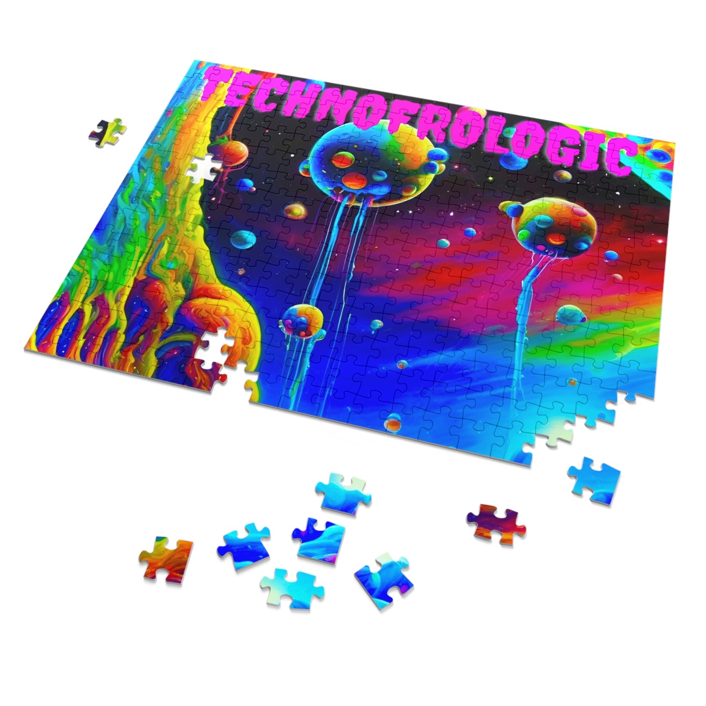 TechnoFroLogic Jigsaw Puzzle with Tin - Vibrant Cosmic Art