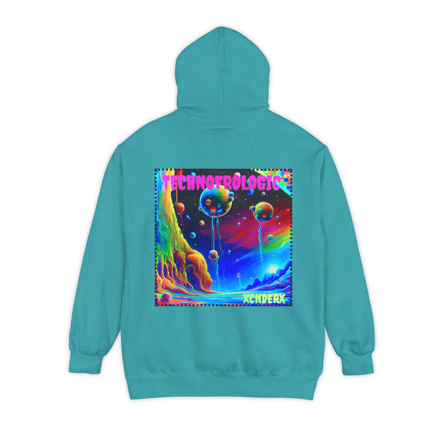 Retro Tech Vibe Unisex Hoodie with Colorful Artwork