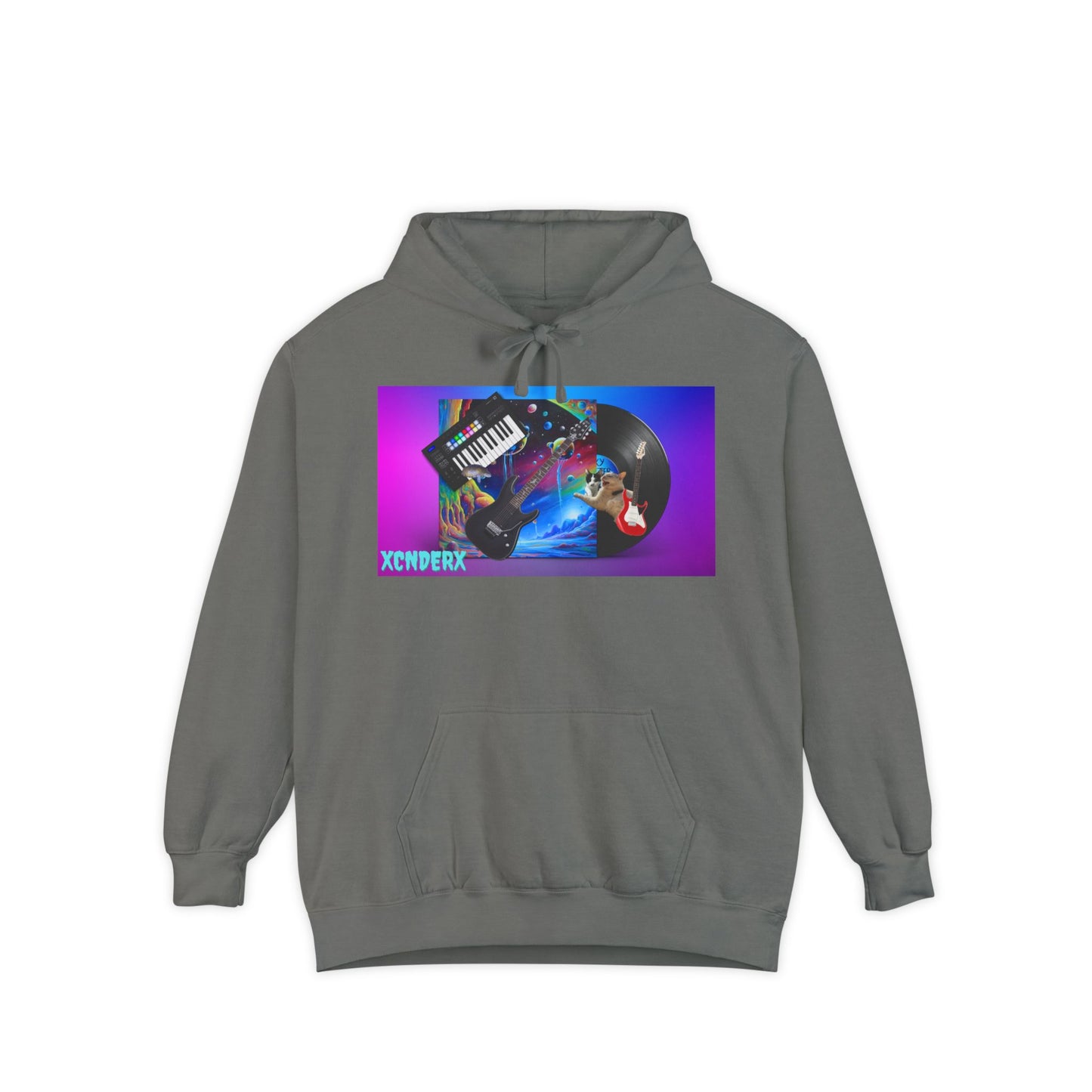 Retro Tech Vibe Unisex Hoodie with Colorful Artwork