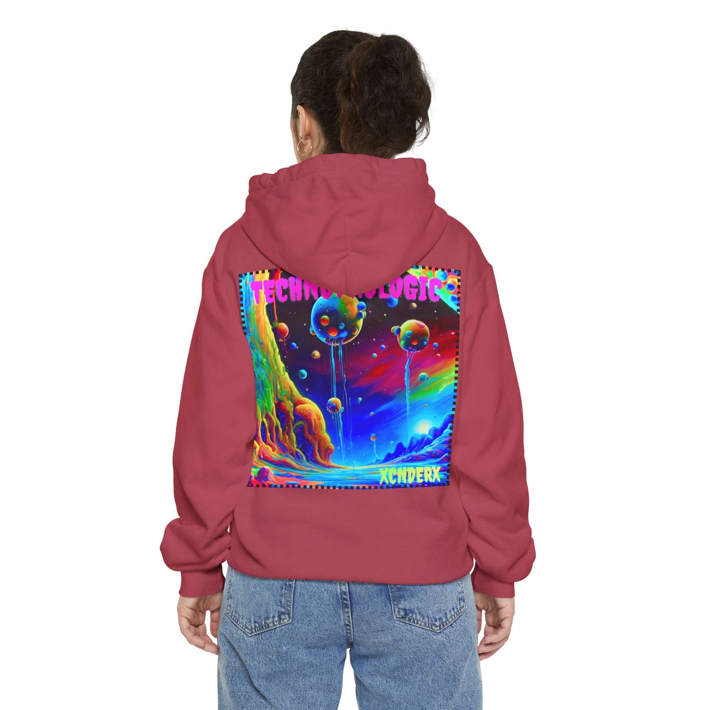 Retro Tech Vibe Unisex Hoodie with Colorful Artwork