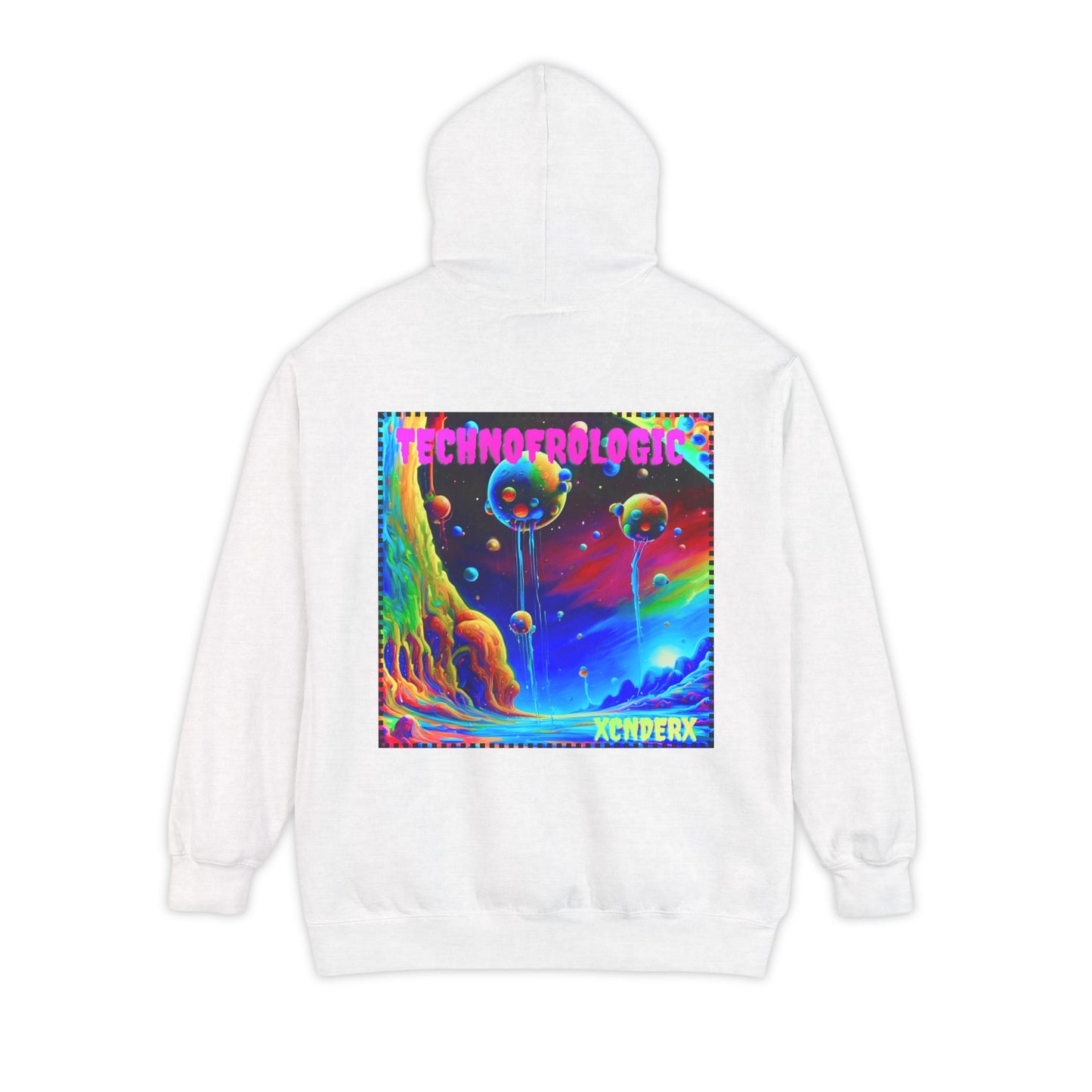 Retro Tech Vibe Unisex Hoodie with Colorful Artwork