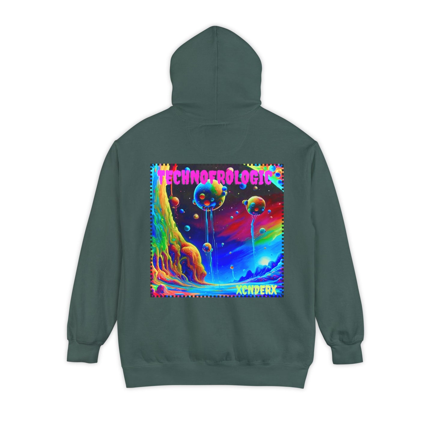 Retro Tech Vibe Unisex Hoodie with Colorful Artwork