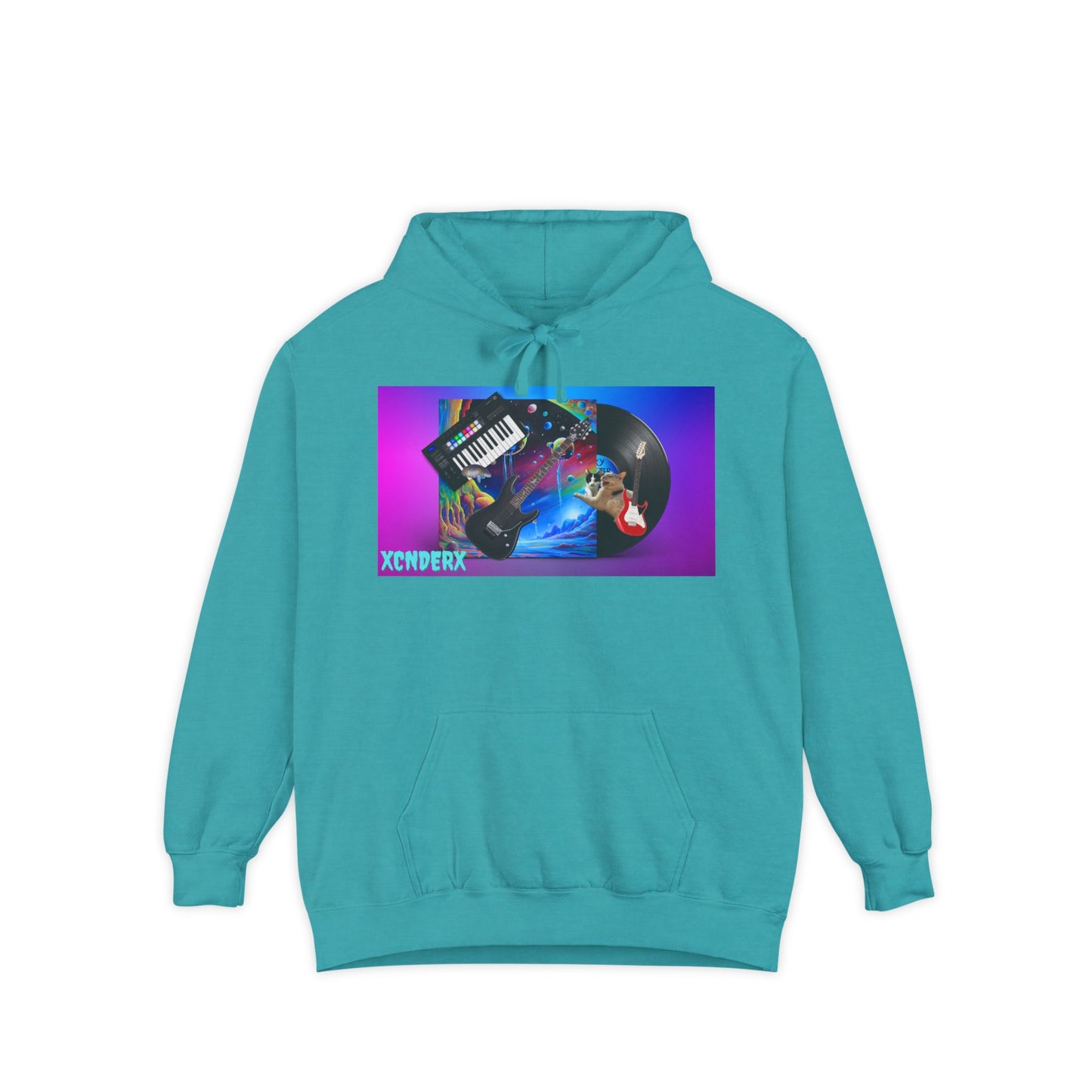 Retro Tech Vibe Unisex Hoodie with Colorful Artwork